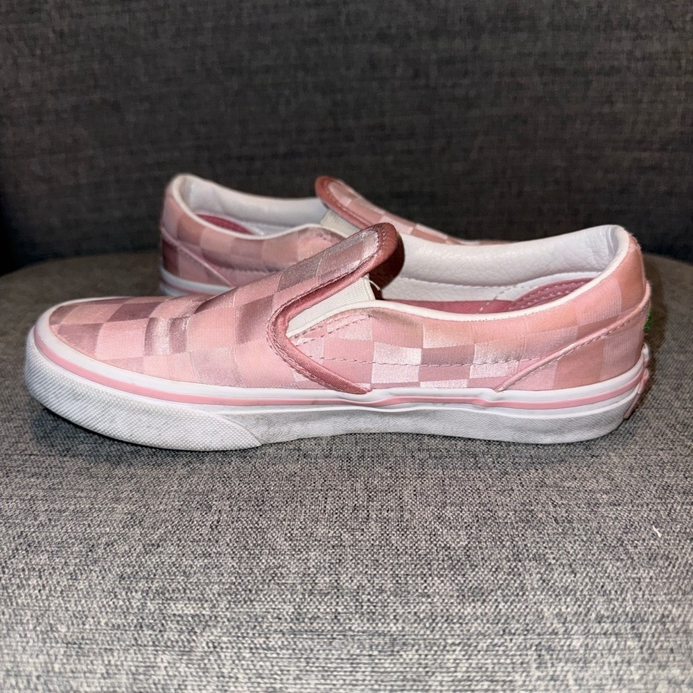 Vans Kids Little Girls Pink and White Checkered Slip-On Sneakers Girls Size 2 - Picture 13 of 16